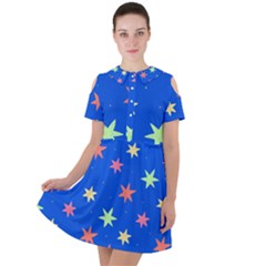 Background Star Darling Galaxy Short Sleeve Shoulder Cut Out Dress  by Maspions