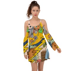 Astronaut Moon Monsters Spaceship Universe Space Cosmos Boho Dress by Maspions
