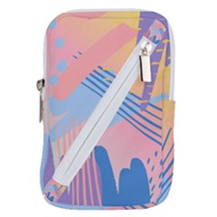 Abstract Lines Dots Pattern Purple Pink Blue Belt Pouch Bag (large) by Maspions