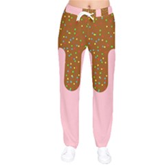 Ice Cream Dessert Food Cake Chocolate Sprinkles Sweet Colorful Drip Sauce Cute Women Velvet Drawstring Pants by Maspions