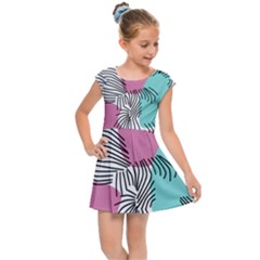 Lines Line Art Pastel Abstract Multicoloured Surfaces Art Kids  Cap Sleeve Dress by Maspions
