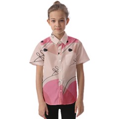 Pink Pattern Line Art Texture Minimalist Design Kids  Short Sleeve Shirt by Maspions
