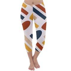 Boho Bohemian Style Design Minimalist Aesthetic Pattern Art Shapes Lines Capri Winter Leggings  by Maspions
