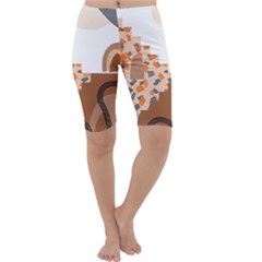 Bohemian Digital Minimalist Boho Style Geometric Abstract Art Cropped Leggings  by Maspions