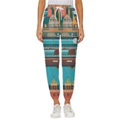 City Painting Town Urban Artwork Women s Cropped Drawstring Pants by Maspions