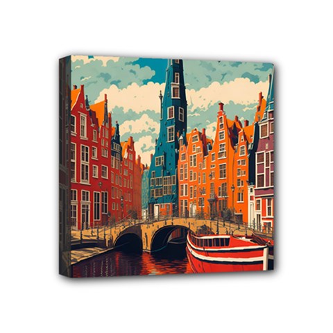 London England Bridge Europe Buildings Architecture Vintage Retro Town City Mini Canvas 4  X 4  (stretched) by Maspions