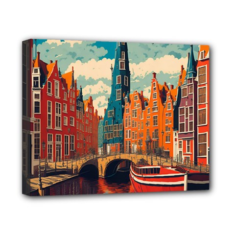 London England Bridge Europe Buildings Architecture Vintage Retro Town City Canvas 10  X 8  (stretched) by Maspions