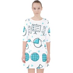 Pattern Business Graphics Seamless Background Texture Desktop Design Concept Geometric Quarter Sleeve Pocket Dress by Bedest
