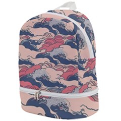 Waves Ocean Sea Water Pattern Rough Seas Digital Art Nature Nautical Zip Bottom Backpack by Bedest