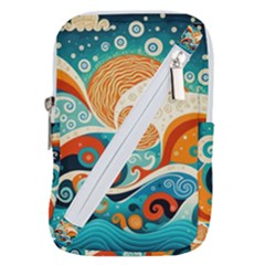 Waves Ocean Sea Abstract Whimsical Abstract Art Pattern Abstract Pattern Nature Water Seascape Belt Pouch Bag (small) by Bedest