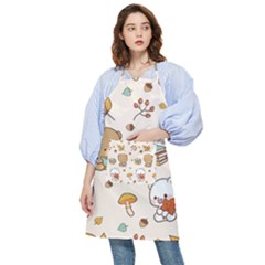 Bear Cartoon Background Pattern Seamless Animal Pocket Apron by Maspions