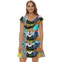 Kitten Cat Pet Animal Adorable Fluffy Cute Kitty Short Sleeve Tiered Mini Dress View1