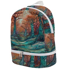 Trees Tree Forest Mystical Forest Nature Junk Journal Scrapbooking Landscape Nature Zip Bottom Backpack by Maspions