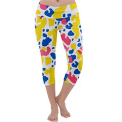 Colored Blots Painting Abstract Art Expression Creation Color Palette Paints Smears Experiments Mode Capri Yoga Leggings by Maspions