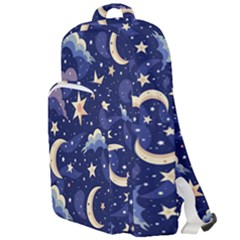 Night Moon Seamless Background Stars Sky Clouds Texture Pattern Double Compartment Backpack by Maspions