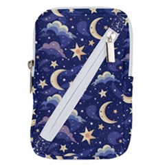 Night Moon Seamless Background Stars Sky Clouds Texture Pattern Belt Pouch Bag (large) by Maspions