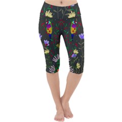 Bird Flower Plant Nature Lightweight Velour Cropped Yoga Leggings by Maspions
