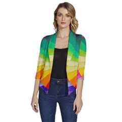 Bring Colors To Your Day Women s Draped Front 3/4 Sleeve Shawl Collar Jacket by elizah032470