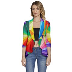Bring Colors To Your Day Women s 3/4 Sleeve Ruffle Edge Open Front Jacket by elizah032470