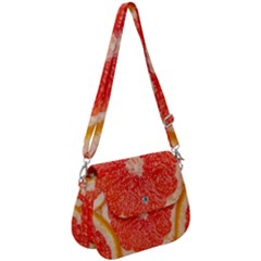 Grapefruit-fruit-background-food Saddle Handbag by Maspions