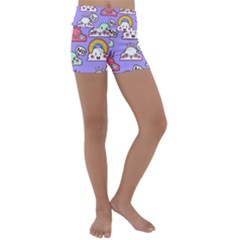 Cloud Seamless Pattern Kids  Lightweight Velour Yoga Shorts by Apen