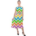 Chevron Pattern Design Texture Midi Tie-Back Chiffon Dress View1