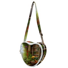 Room Interior Library Books Bookshelves Reading Literature Study Fiction Old Manor Book Nook Reading Heart Shoulder Bag by Posterlux
