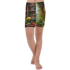 Room Interior Library Books Bookshelves Reading Literature Study Fiction Old Manor Book Nook Reading Kids  Lightweight Velour Capri Yoga Leggings by Posterlux