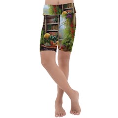 Room Interior Library Books Bookshelves Reading Literature Study Fiction Old Manor Book Nook Reading Kids  Lightweight Velour Cropped Yoga Leggings by Posterlux