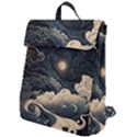 Starry Sky Moon Space Cosmic Galaxy Nature Art Clouds Art Nouveau Abstract Flap Top Backpack View1