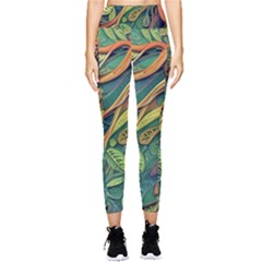 Outdoors Night Setting Scene Forest Woods Light Moonlight Nature Wilderness Leaves Branches Abstract Pocket Leggings  by Posterlux