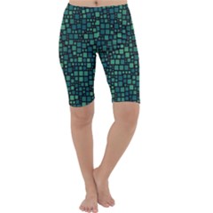 Squares Cubism Geometric Background Cropped Leggings  by Maspions