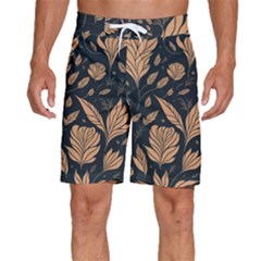 Background Pattern Leaves Texture Men s Beach Shorts by Maspions