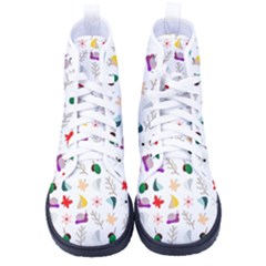 Snails Butterflies Pattern Seamless Men s High-top Canvas Sneakers by Maspions
