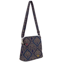 Pattern Seamless Antique Luxury Zipper Messenger Bag by Maspions