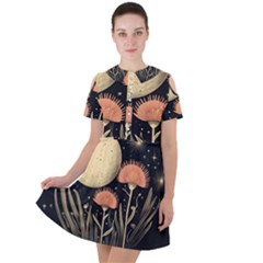 Flowers Space Short Sleeve Shoulder Cut Out Dress  by Maspions