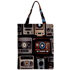 Retro Cameras Old Vintage Antique Technology Wallpaper Retrospective Zipper Classic Tote Bag by Grandong