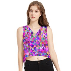 Floor Colorful Triangle V-neck Cropped Tank Top by Maspions
