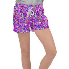 Floor Colorful Triangle Women s Velour Lounge Shorts by Maspions