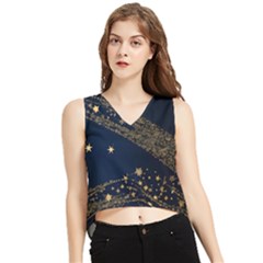 Starsstar Glitter V-neck Cropped Tank Top by Maspions