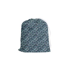 Blue Paisley Drawstring Pouch (small) by DinkovaArt