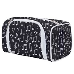 Chalk Music Notes Signs Seamless Pattern Toiletries Pouch by Ravend