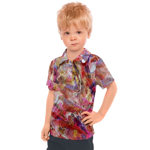 Abstract Wings Kids  Polo T-shirt by kaleidomarblingart