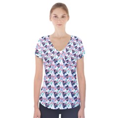 Beautiful Pattern Short Sleeve Front Detail Top by Sparkle