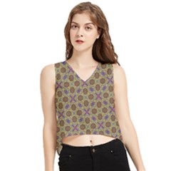 Art Illustrations Background Pattern Mandala Seamless V-neck Cropped Tank Top by Maspions