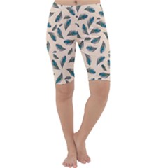Background Palm Leaves Pattern Cropped Leggings  by Maspions