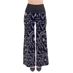 Old Man Monster Motif Black And White Creepy Pattern So Vintage Palazzo Pants by dflcprintsclothing