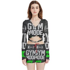 Gym Mode Velvet Wrap Crop Top And Shorts Set by Store67