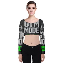 Gym Mode Velvet Long Sleeve Crop Top by Store67
