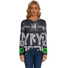 Gym Mode Long Sleeve Crew Neck Pullover Top by Store67